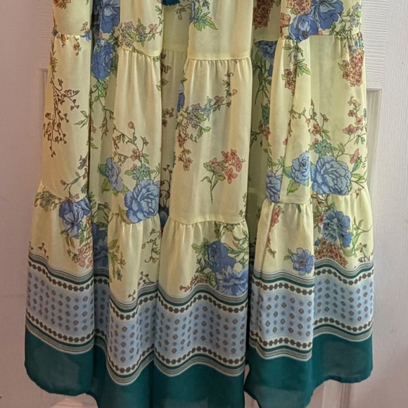 NEW EASEL BORDER PRINTED CHALLIS MAXI DRESS FLOWY LOOSE FLORAL SIZE SMALL LINED - Picture 5 of 8